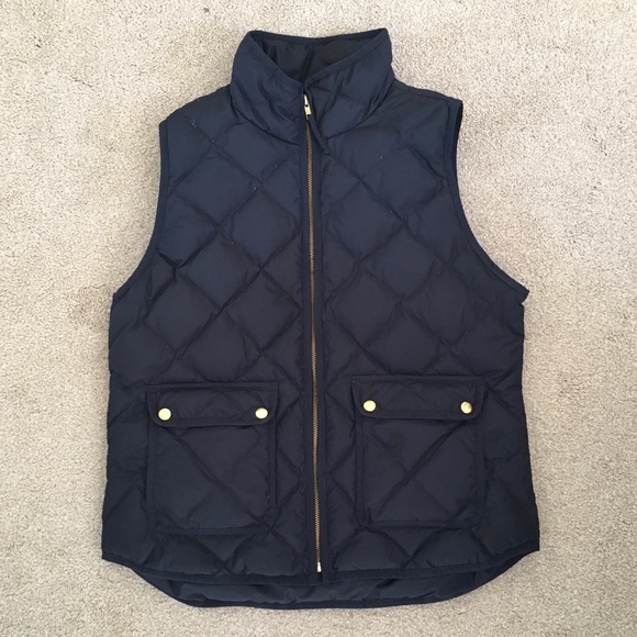 J Crew quilted puffer vest navy blue size large - Picture 2 of 6